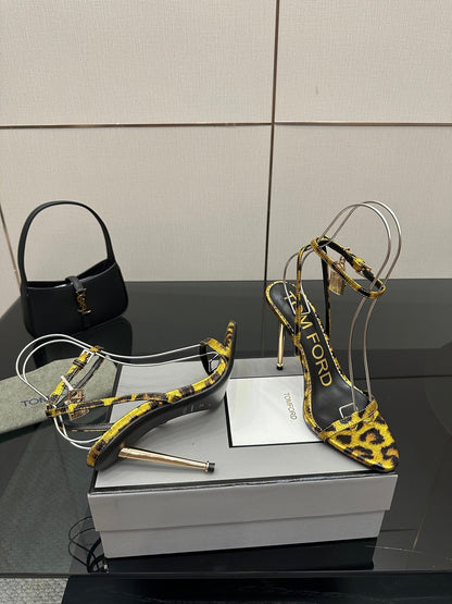 TOM FORD 26S HEELED SANDALS 100 MM IN LEOPARD PRINT CALFSKIN STYLE 3
