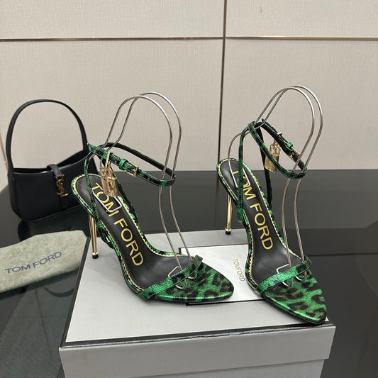 TOM FORD 26S HEELED SANDALS 100 MM IN LEOPARD PRINT CALFSKIN STYLE 2