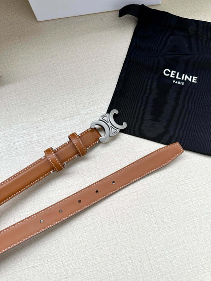 CELINE 25S BELT TRIOMPHE TAURILLON 25MM IN CARAMEL CALFSKIN 557499
