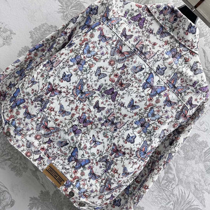 CD Jacket White Cotton Denim with Multicolor