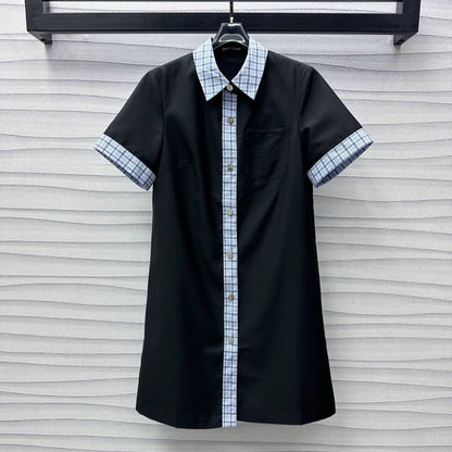 MIU 25S PATCHWORK PLAID DRESS 264573