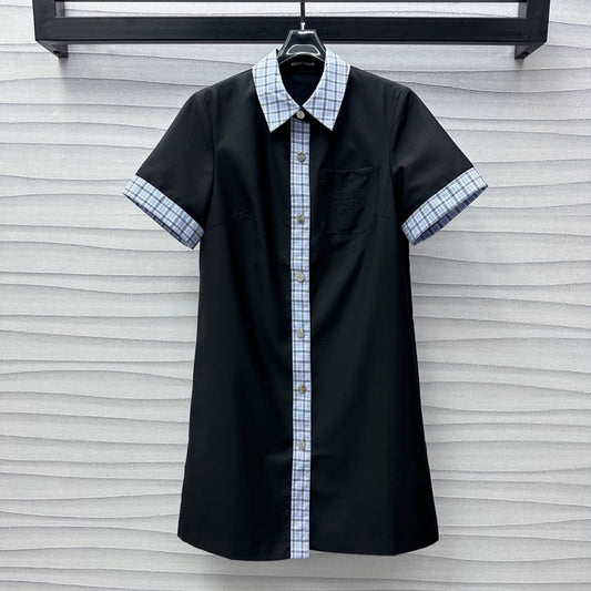 MIU 25S PATCHWORK PLAID DRESS 264573