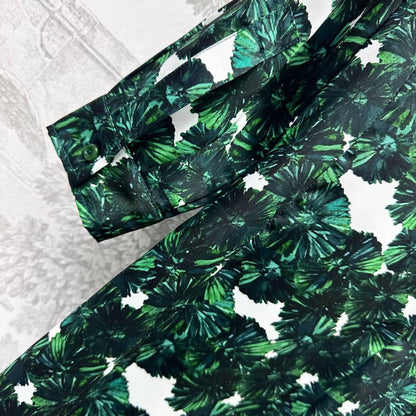 MAX MARA LONG-SLEEVE SHIRT DRESS WITH LEAF PRINT IN GREEN 267787