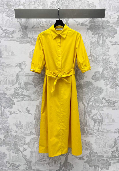 MAX MARA BELTED DRESS WITH LAPEL COLLAR 267812