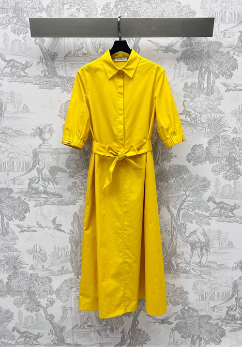 MAX MARA BELTED DRESS WITH LAPEL COLLAR 267812