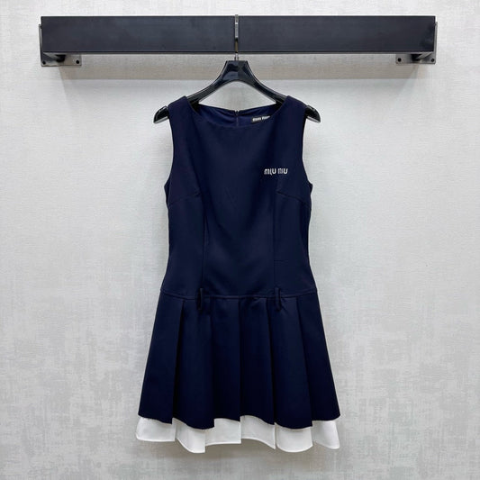 MIU 25S PLEATED VEST DRESS IN ACETATE 264603