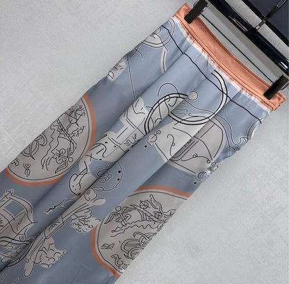 HERMES 26S CROPPED WIDE LEG SILK PANTS 584