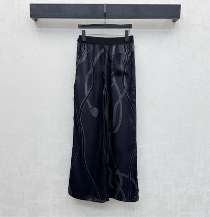 HERMES 26S SILK STRAIGHT LEG PANTS 581