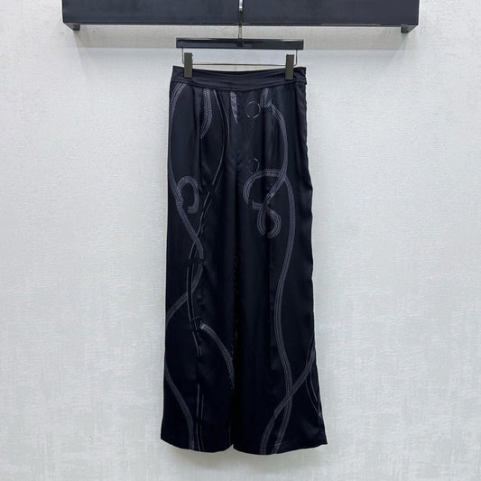 HERMES 26S SILK STRAIGHT LEG PANTS 581