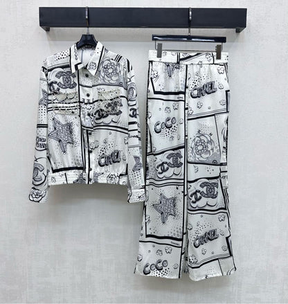 CHANEL 26S STRAIGHT-LEG PRINTED PANTS 887