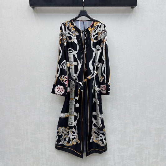 HERMES 26S PRINTED SILK DRESS 489