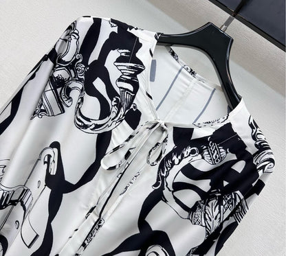 HERMES 26S PRINTED SILK DRESS 490