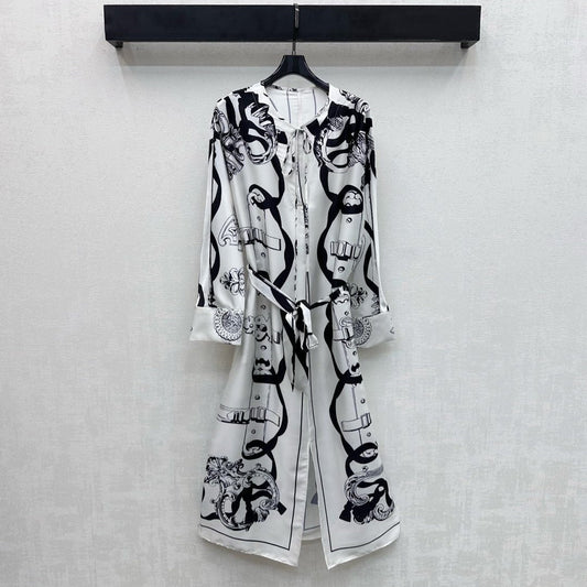 HERMES 26S PRINTED SILK DRESS 490