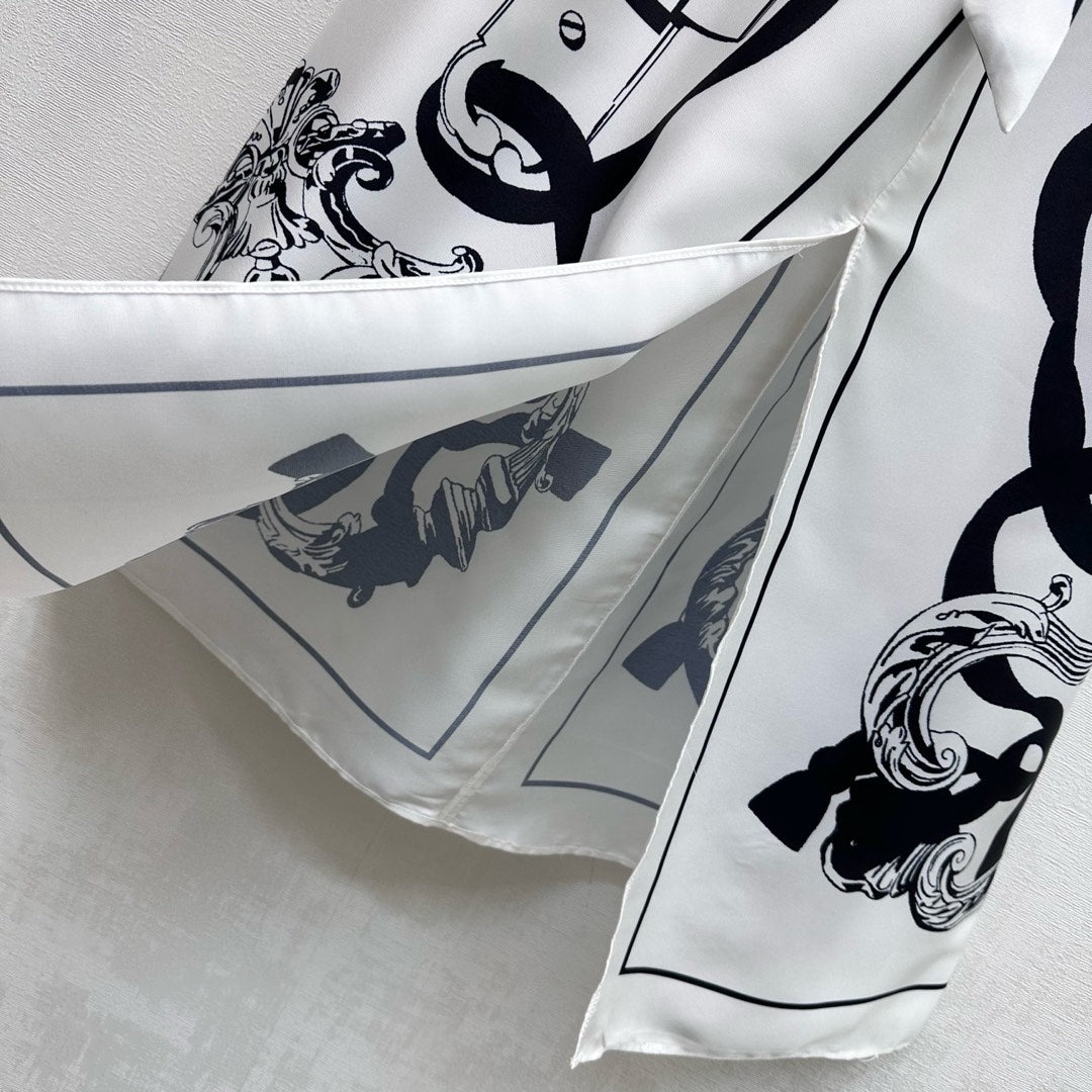 HERMES 26S PRINTED SILK DRESS 490