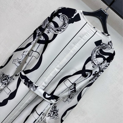 HERMES 26S PRINTED SILK DRESS 490