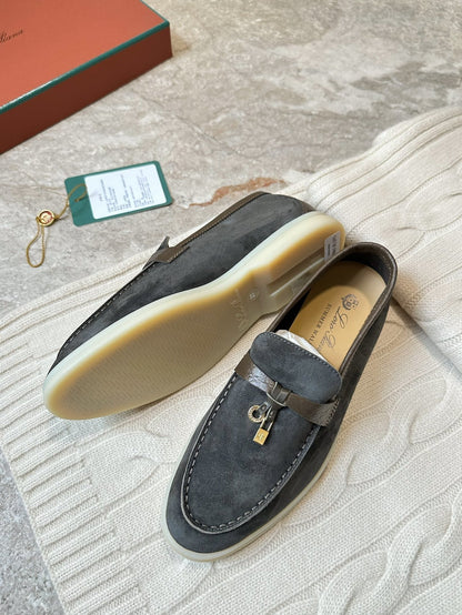 LP LOAFERS 25S IN DARK GREY SUEDE MIX LAMBSKIN