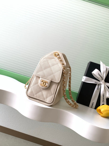 CHANEL 25S HOBO BAG 22 IN LIGHT BEIGE CAVIAR LEATHER WITH GOLD HARDWARE