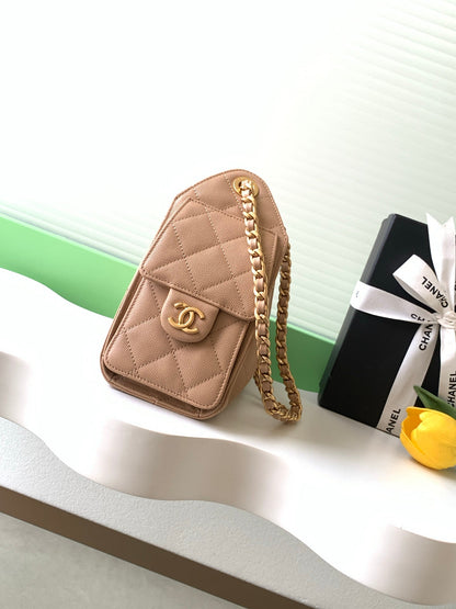 CHANEL 25S HOBO BAG 22 IN BEIGE BROWN CAVIAR LEATHER WITH GOLD HARDWARE