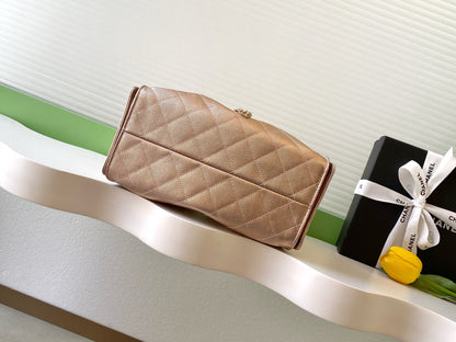 CHANEL 25S HOBO BAG 30 IN ROSE METALLIC CAVIAR