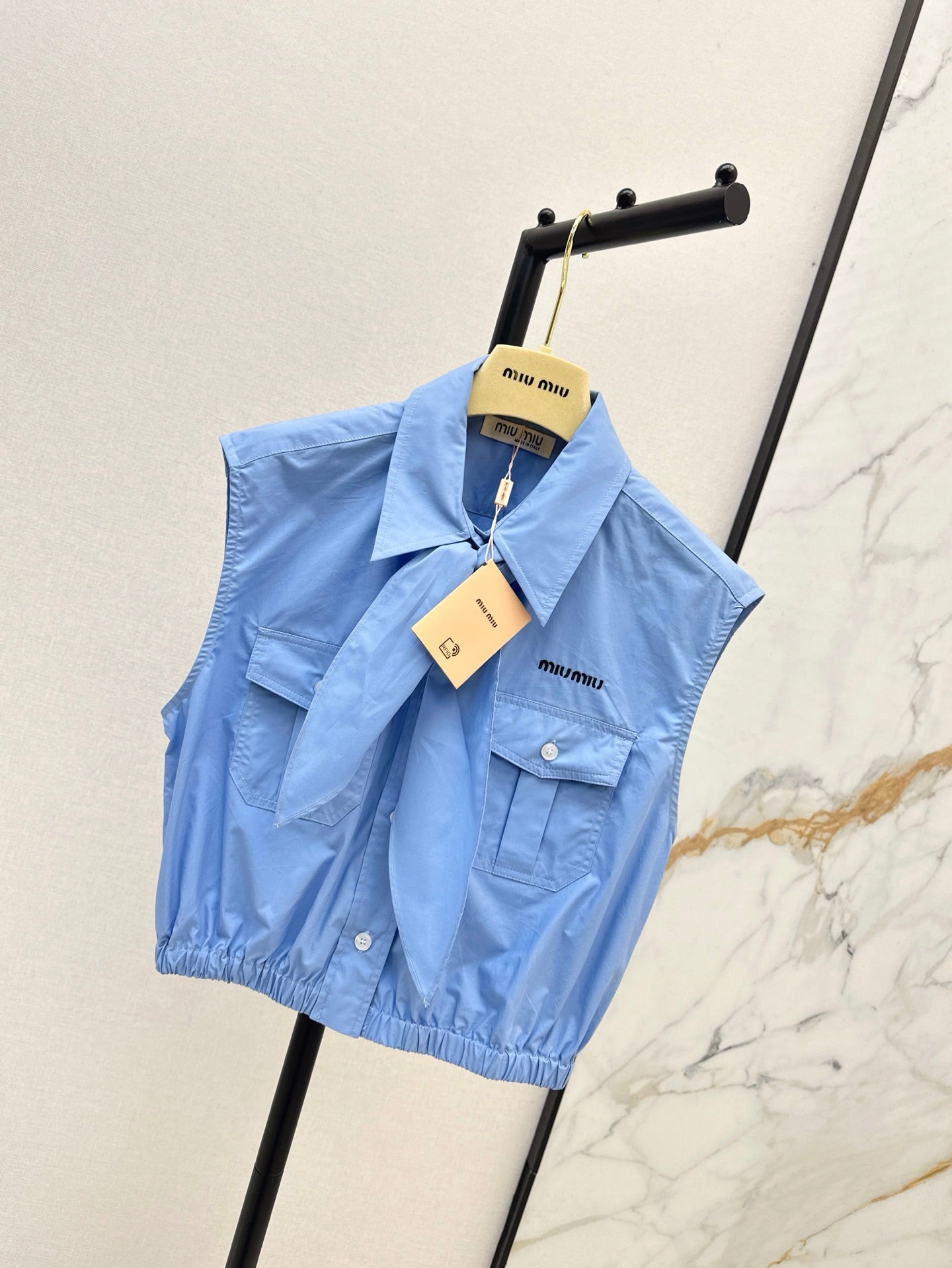 MIUMIU 26S BOW TIE VEST SHIRT 973