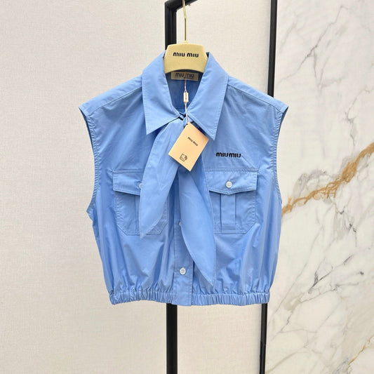 MIUMIU 26S BOW TIE VEST SHIRT 973
