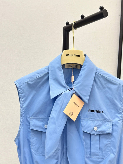 MIUMIU 26S BOW TIE VEST SHIRT 973