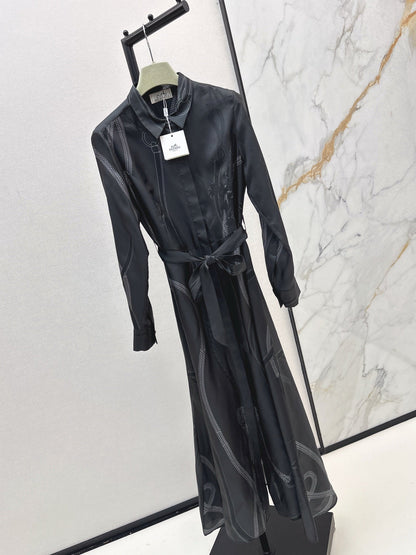 HERMES 25S LONG SILK DRESS 80580