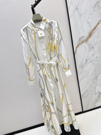 HERMES 25S LONG SILK DRESS 043