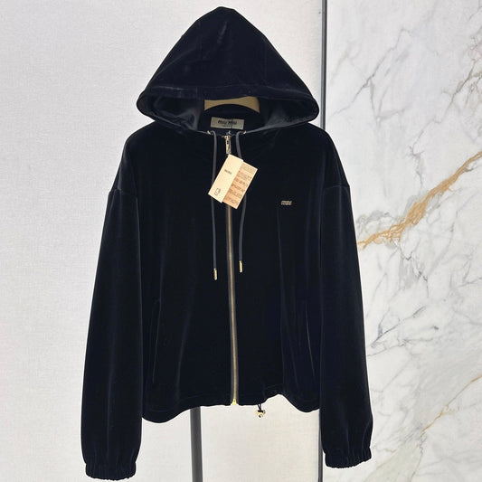 MIUMIU 26S HOODED VELVET JACKET 951