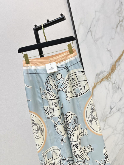 HERMES 25S WIDE‑LEG STRAIGHT PANTS 425