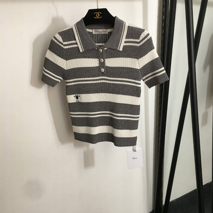 DIOR 26S SHORT-SLEEVE POLO KNIT TOP 1078