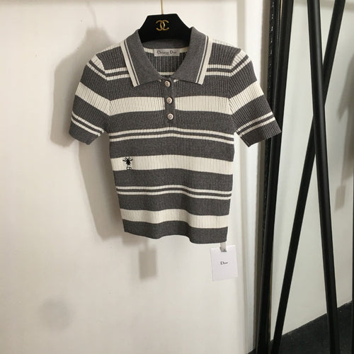 DIOR 26S SHORT-SLEEVE POLO KNIT TOP 1078