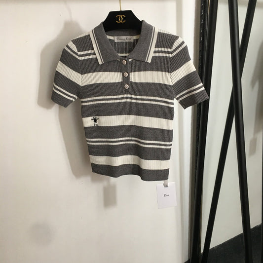 DIOR 26S SHORT-SLEEVE POLO KNIT TOP 1078