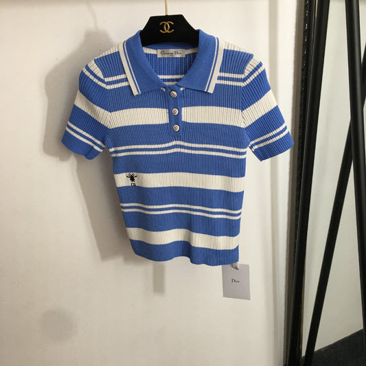 DIOR 26S SHORT-SLEEVE POLO KNIT TOP 1080