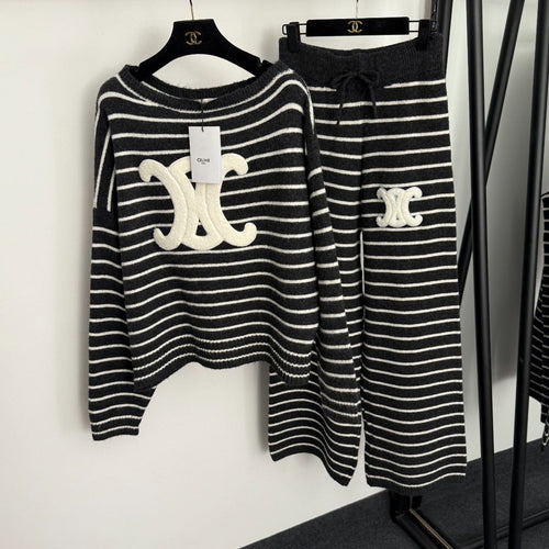 CELINE 25S SWEATER AND WIDE-LEG PANTS SET 0110