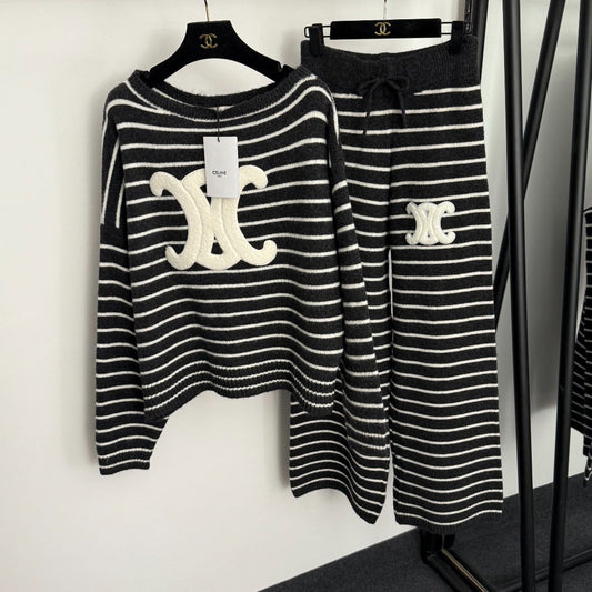 CELINE 25S SWEATER AND WIDE-LEG PANTS SET 0110