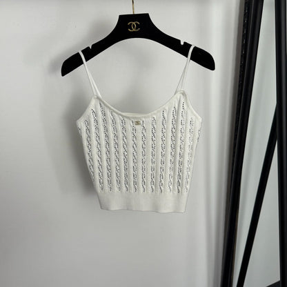 CHANEL 26S KNITTED RHINESTONE-EMBELLISHED CAMI 681