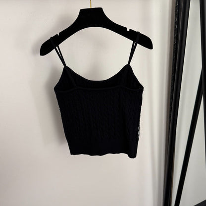 CHANEL 26S KNITTED RHINESTONE-EMBELLISHED CAMI 680