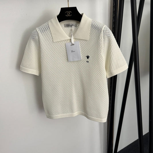 DIOR 26S SHORT-SLEEVE CUT-OUT KNIT TOP 1106