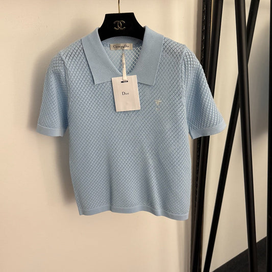 DIOR 26S SHORT-SLEEVE CUT-OUT KNIT TOP 1108