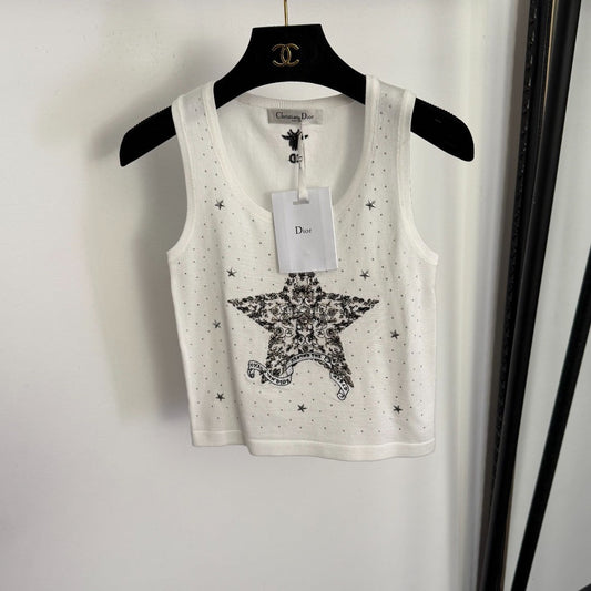 DIOR 26S RHINESTONE-EMBELLISHED KNITTED VEST 963