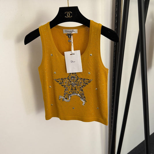 DIOR 26S RHINESTONE-EMBELLISHED KNITTED VEST 964