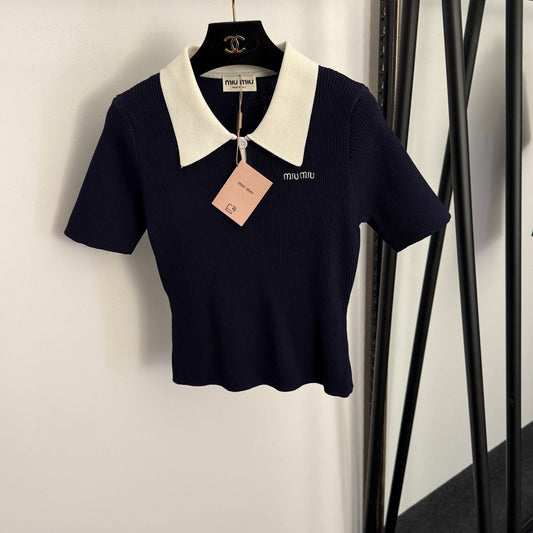 MIUMIU 26S SHORT SLEEVE KNIT TOP 1032