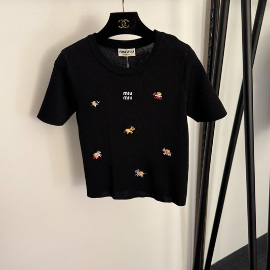 MIUMIU 26S SHORT SLEEVE KNIT SWEATER 1029