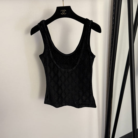 GUCCI 26S EMBELLISHED VELVET SLEEVELESS TOP 178