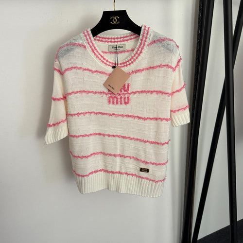MIUMIU 26S SHORT SLEEVE KNIT TOP 1020