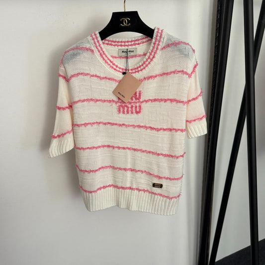 MIUMIU 26S SHORT SLEEVE KNIT TOP 1020