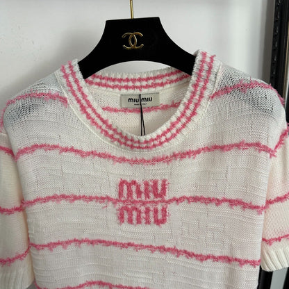 MIUMIU 26S SHORT SLEEVE KNIT TOP 1020
