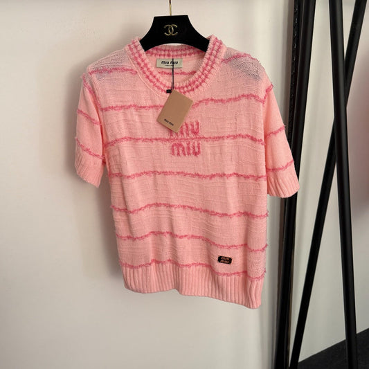 MIUMIU 26S SHORT SLEEVE KNIT TOP 1021