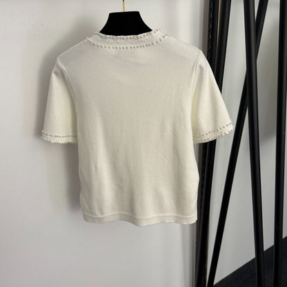 MIUMIU 26S SHORT SLEEVE CREW NECK KNIT CARDIGAN 1018